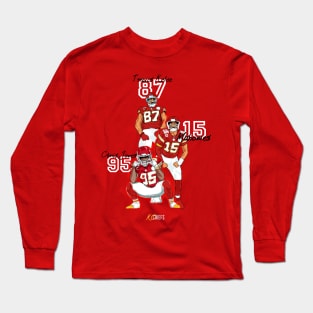 Chiefs : Mahomes 15 x Travis Kelce 87 x Chris Jones 95 Long Sleeve T-Shirt